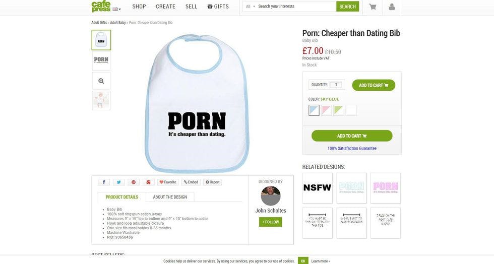 Xxx Baby Porn - Online store Cafe Press comes under fire for selling 'Porn ...
