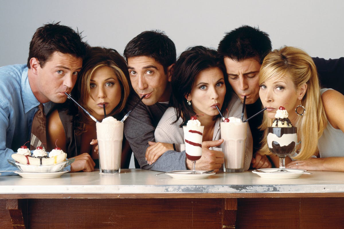 The Friends stars sip milkshakes together for a promotional poster