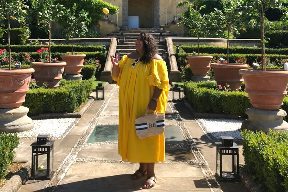 Billie Bhatia Instagram yellow dress holiday wardrobe