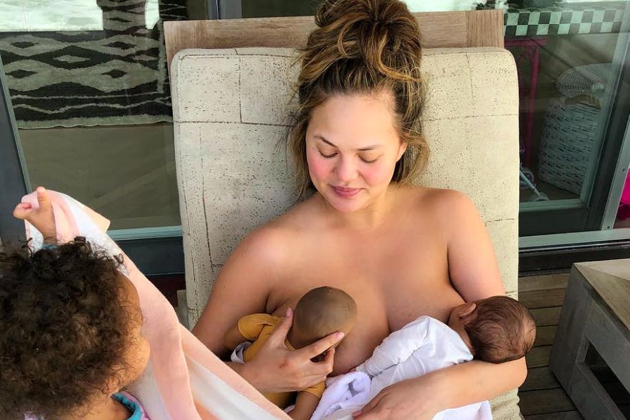 Chrissy Teigen breastfeeding on Instagram