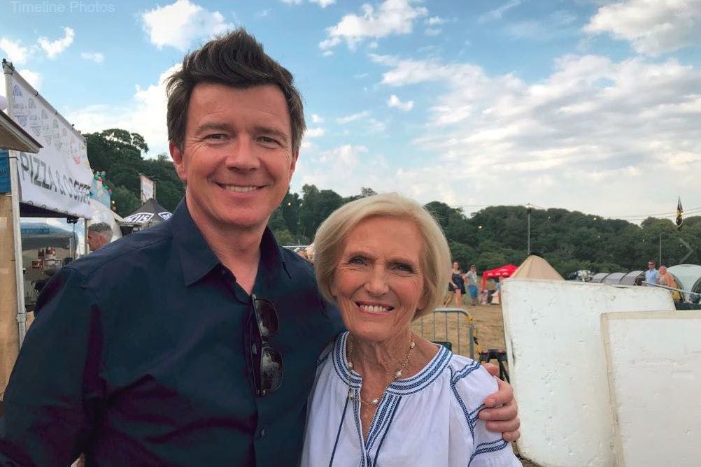 Rick Astley and Mary Berry at Bestival