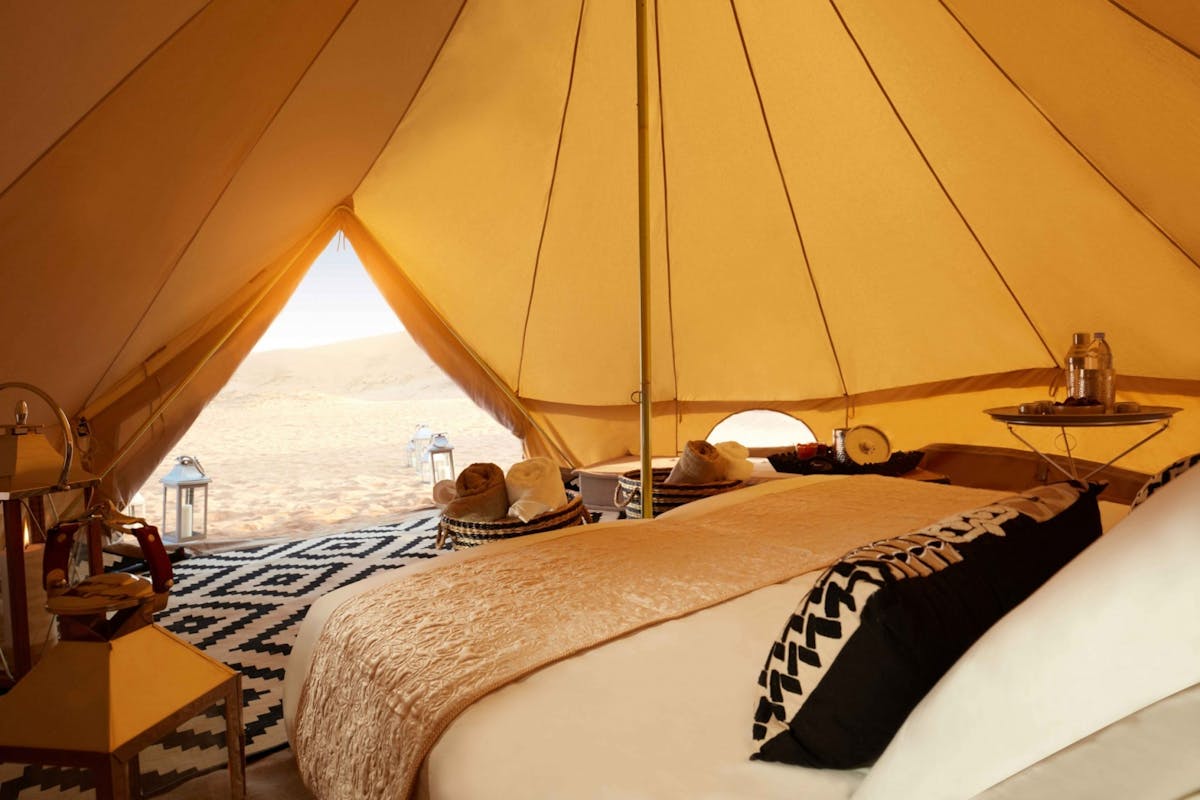 Interior of a tent at Magic Camps Dubai