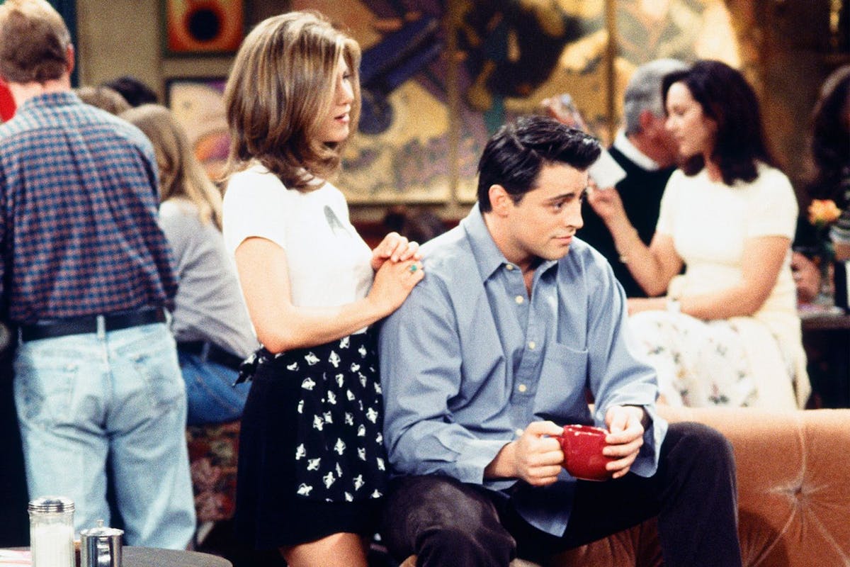 Friends stars Jennifer Aniston and Matt Le Blanc as Rachel and Joey.