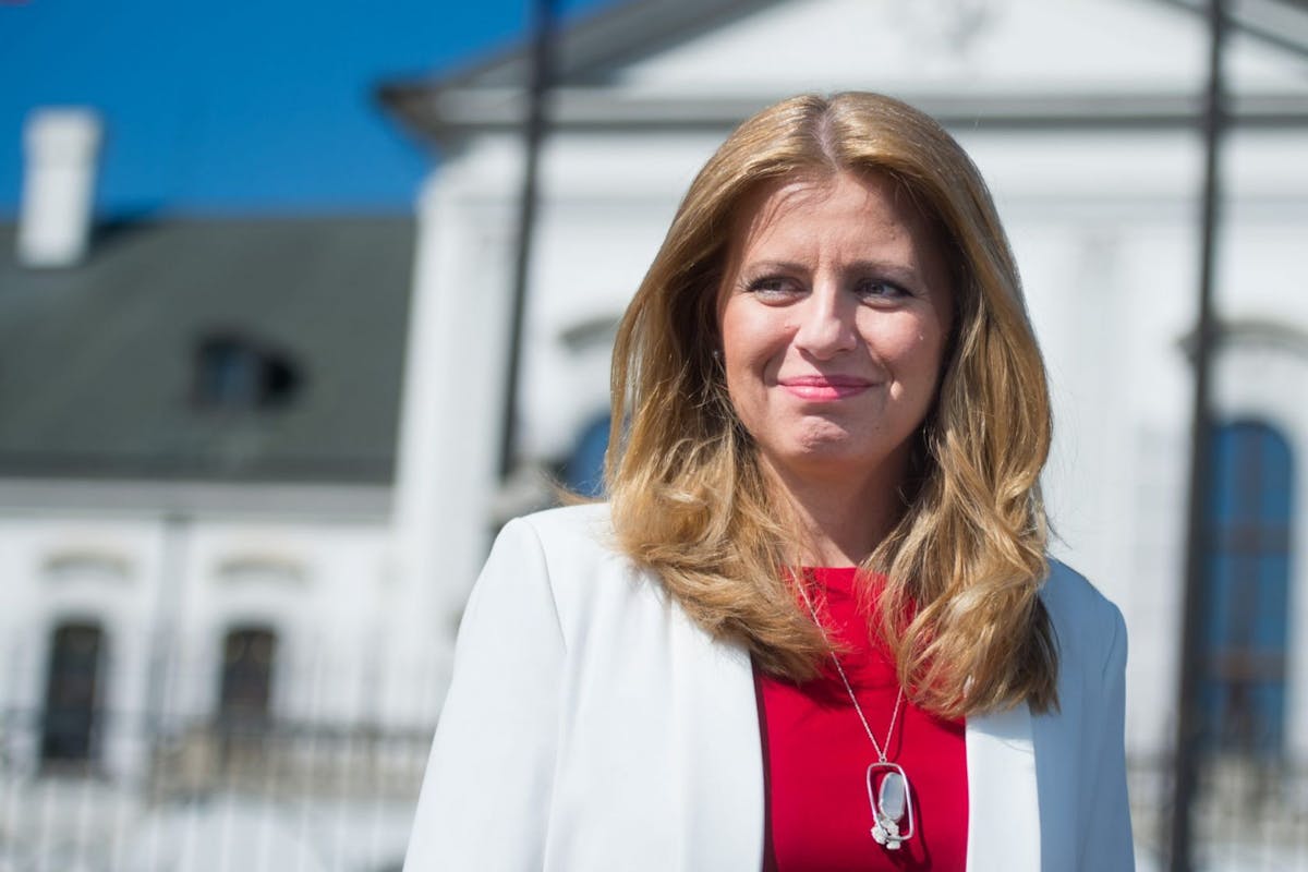 Newly elected Slovakia's President elect Zuzana Caputova speaks to a journalist in the front of the Presidential palace in Bratislava, Slovakia on March 31, 2019. - The election of Zuzana Caputova as Slovakia's first female president was greeted Sunday as a vote for change, with the anti-graft activist expected to provide a check on a government tarnished after last year's murder of a journalist. (Photo by VLADIMIR SIMICEK / AFP) (Photo credit should read VLADIMIR SIMICEK/AFP/Getty Images)