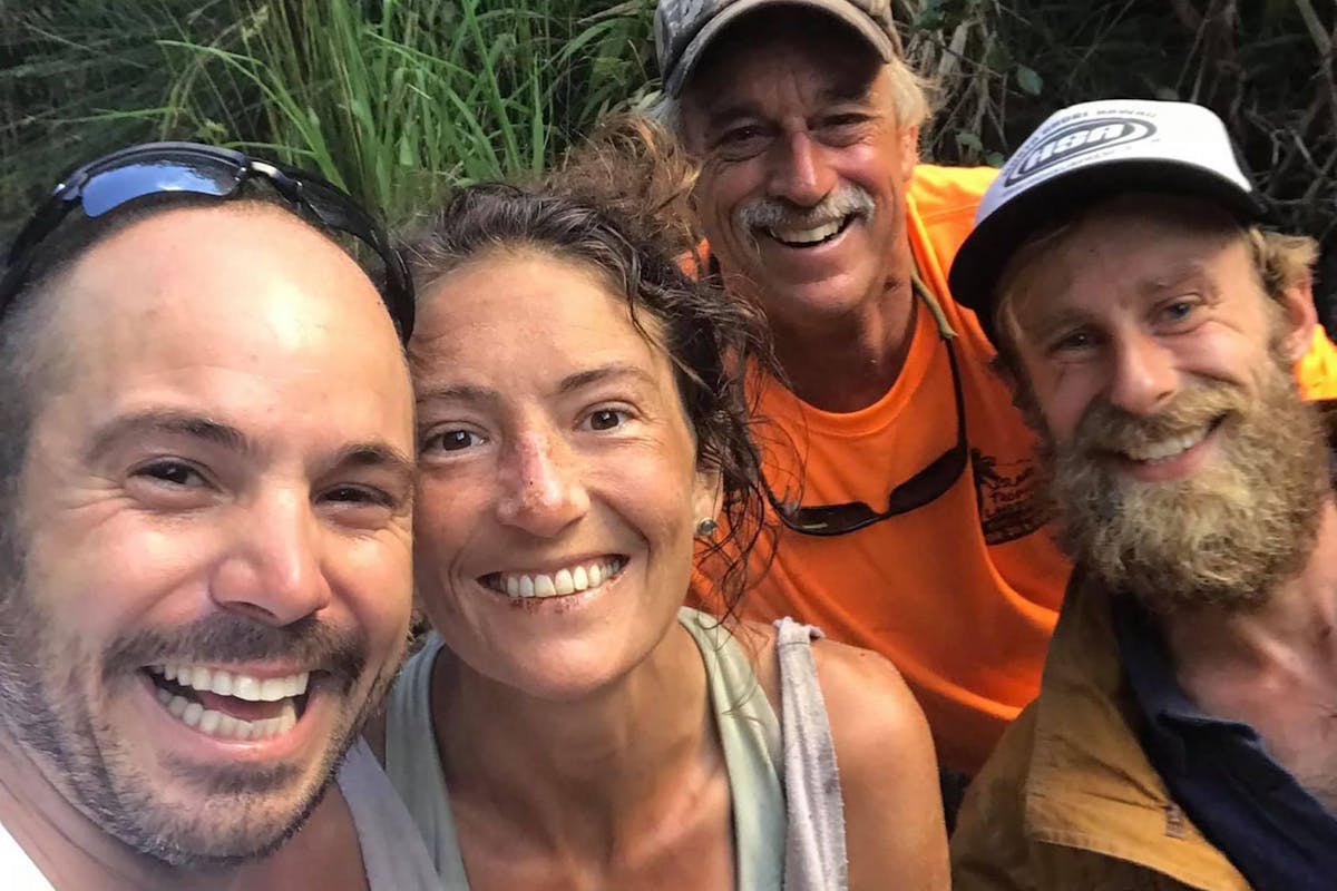 Amanda Eller with her rescuers in Hawaii