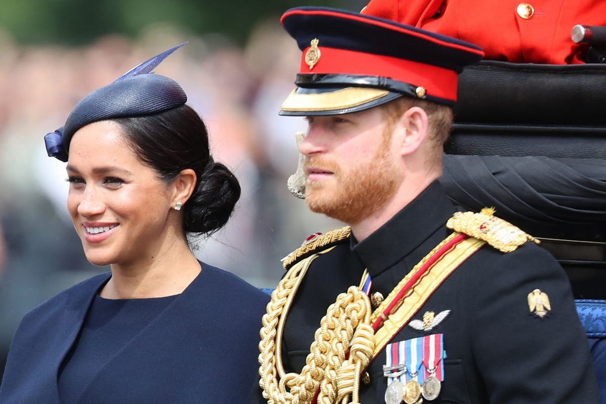 LONDON, ENGLAND - JUNE 08: Meghan, Duchess of Sussex and Prince Harry, Duke of Sussex arrive at Trooping The Colour, the Queen's annual birthday parade, on June 08, 2019 in London, England. (Photo by Chris Jackson/Getty Images)
