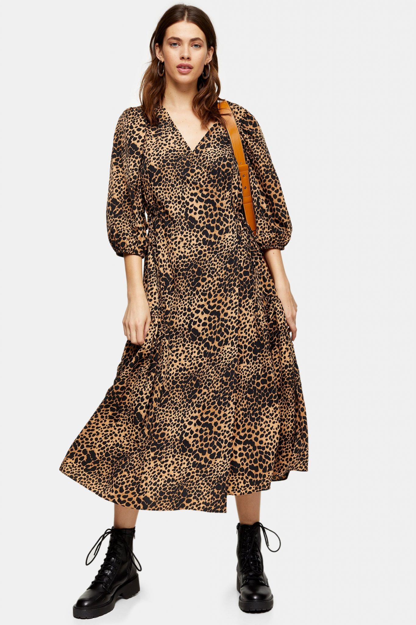 h&m leopard print midi dress