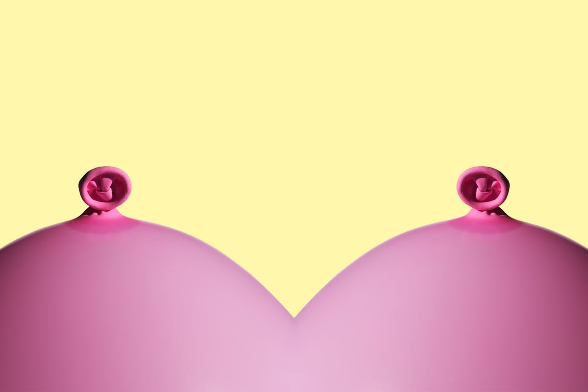 Balloons depicted as big breasts