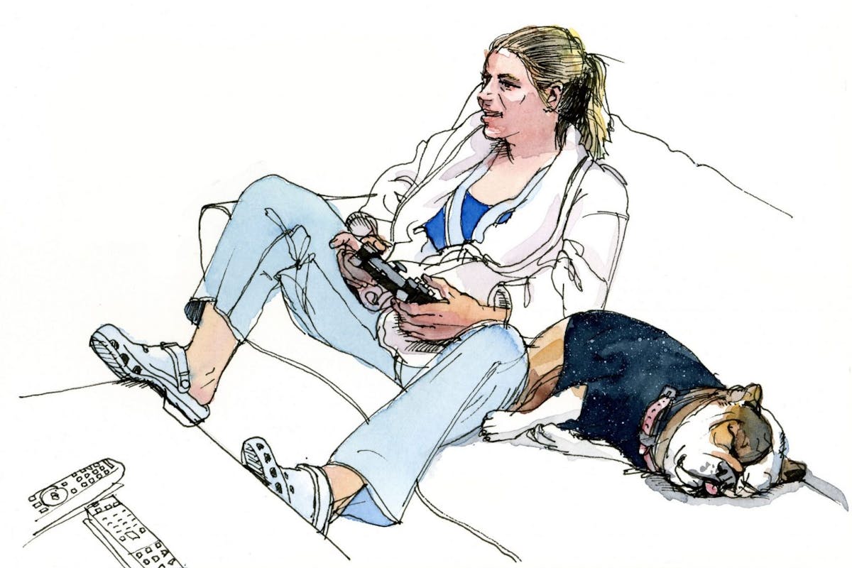 A woman playing video games