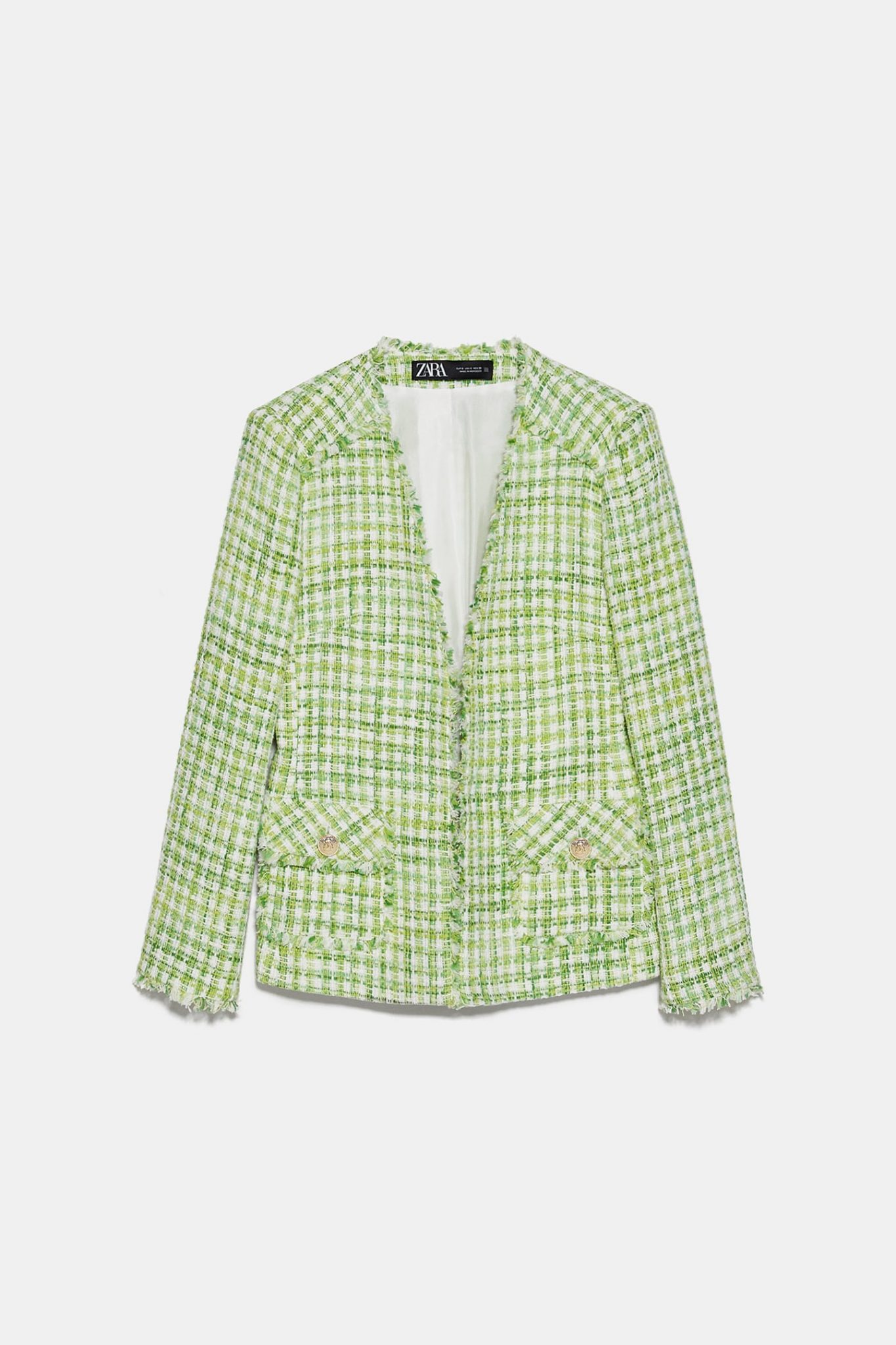 zara green tweed jacket