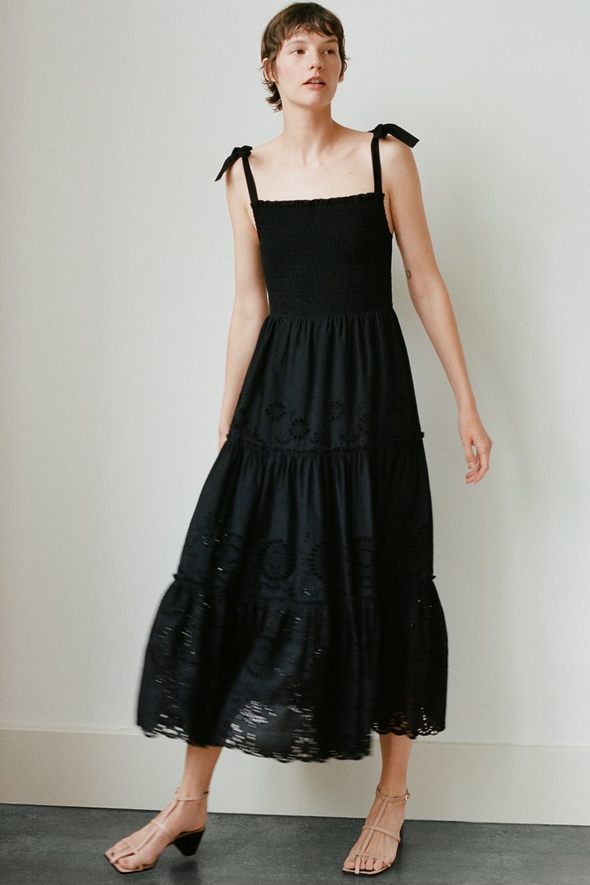 zara black tiered dress