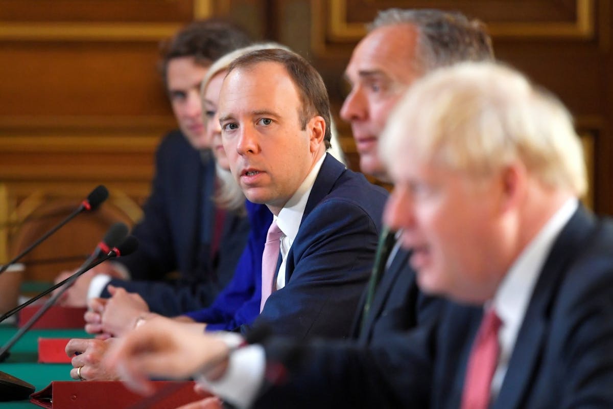 Matt Hancock and Boris Johnson at the UK government's first cabinet meeting after summer recess