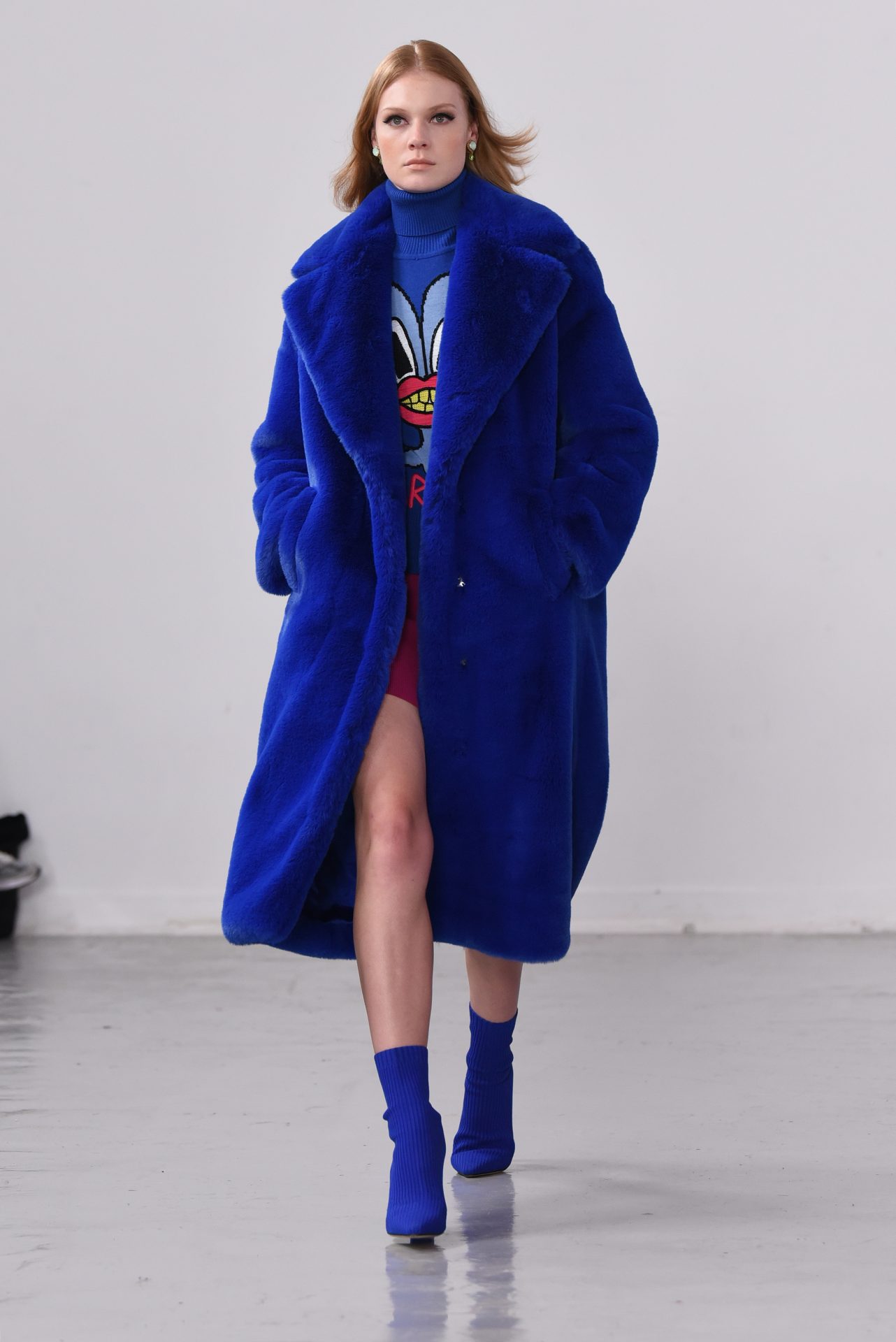 zara blue fur coat