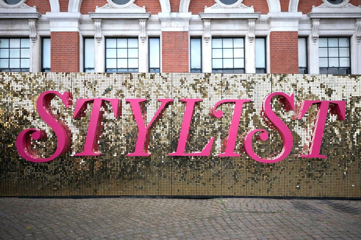 Stylist Live sign made with sequins