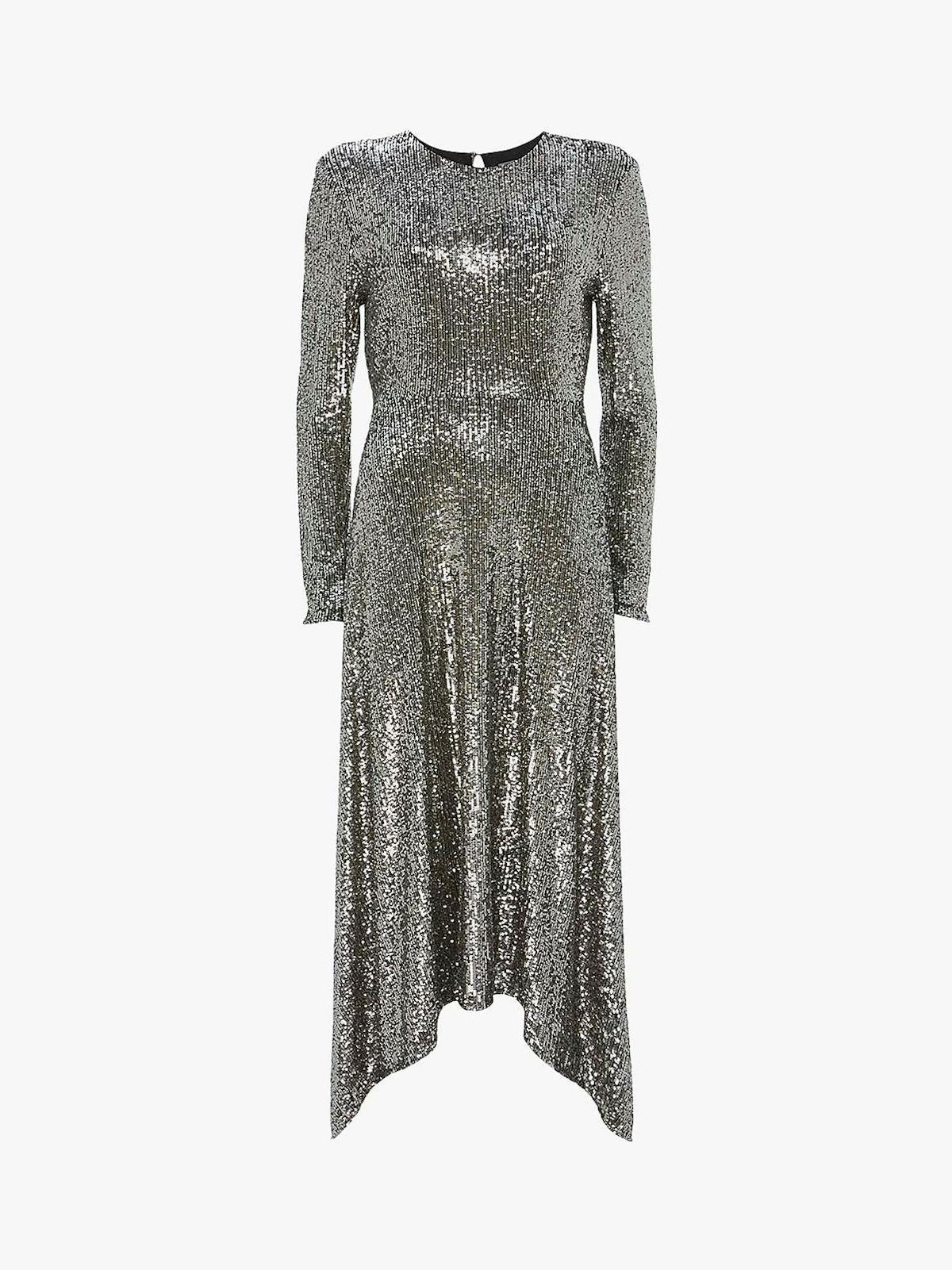 Best dresses for Christmas day: Mint Velvet silver sequin dress