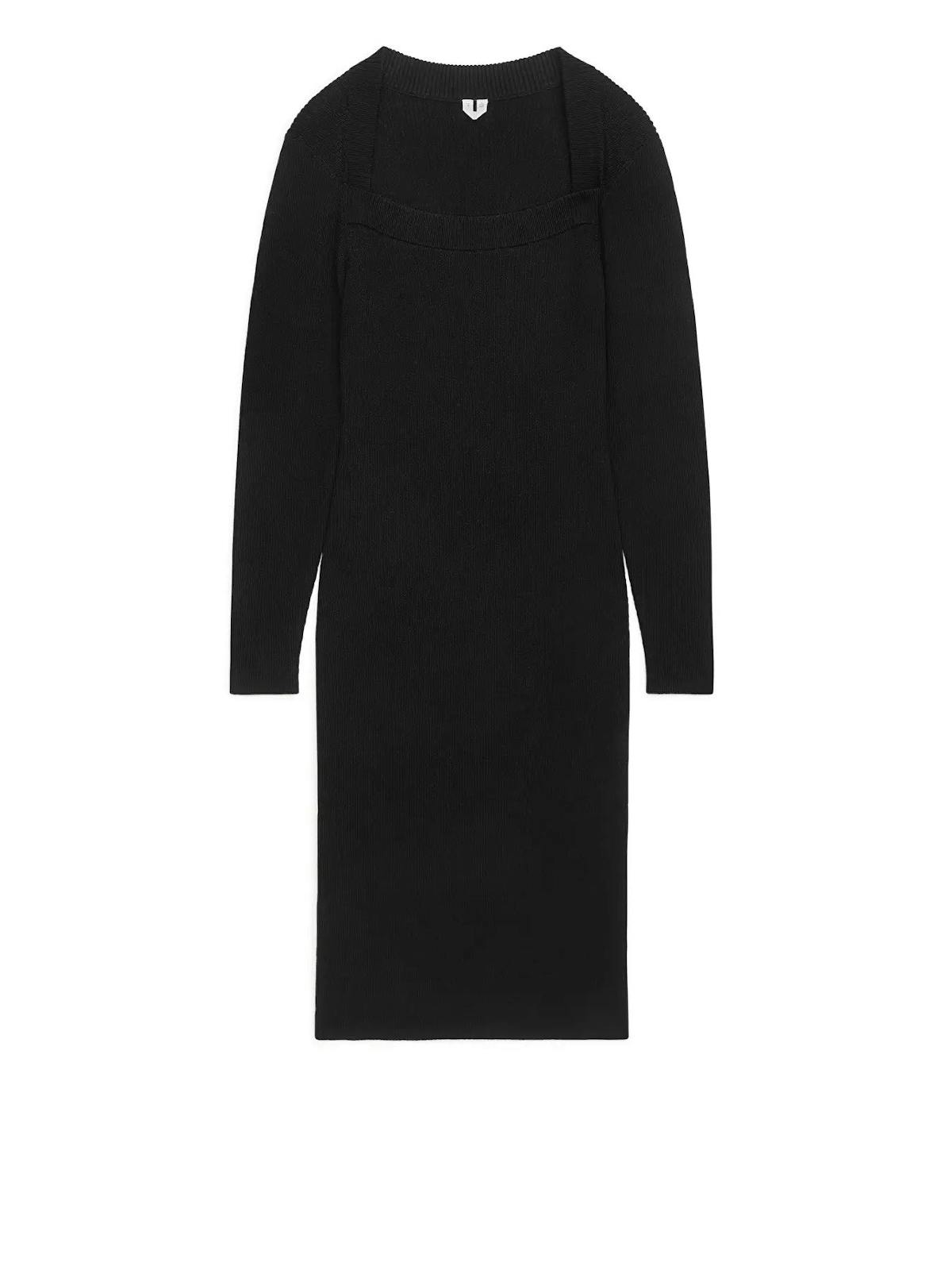 Best dresses for Christmas day: Arket black knitted dress