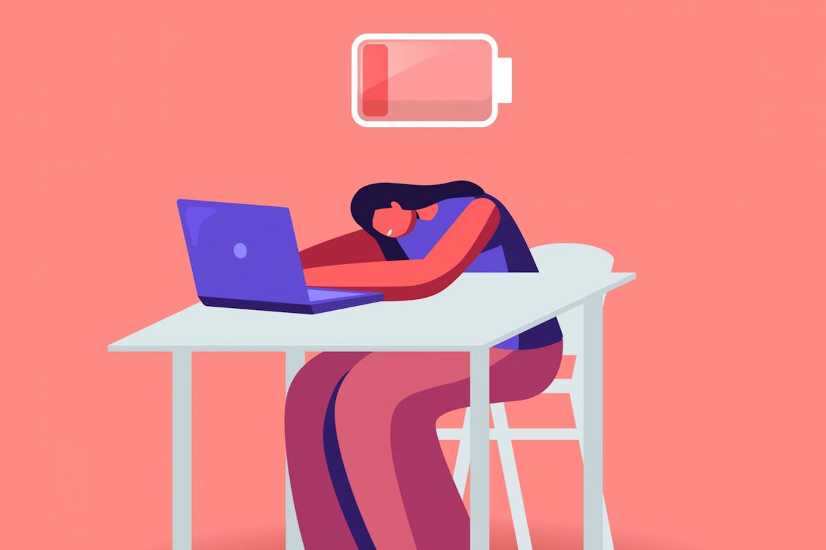 A woman stressed out while working from home