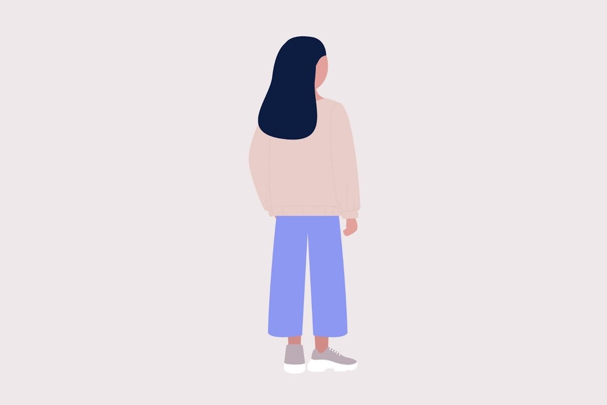An illustration of a woman turning to the side