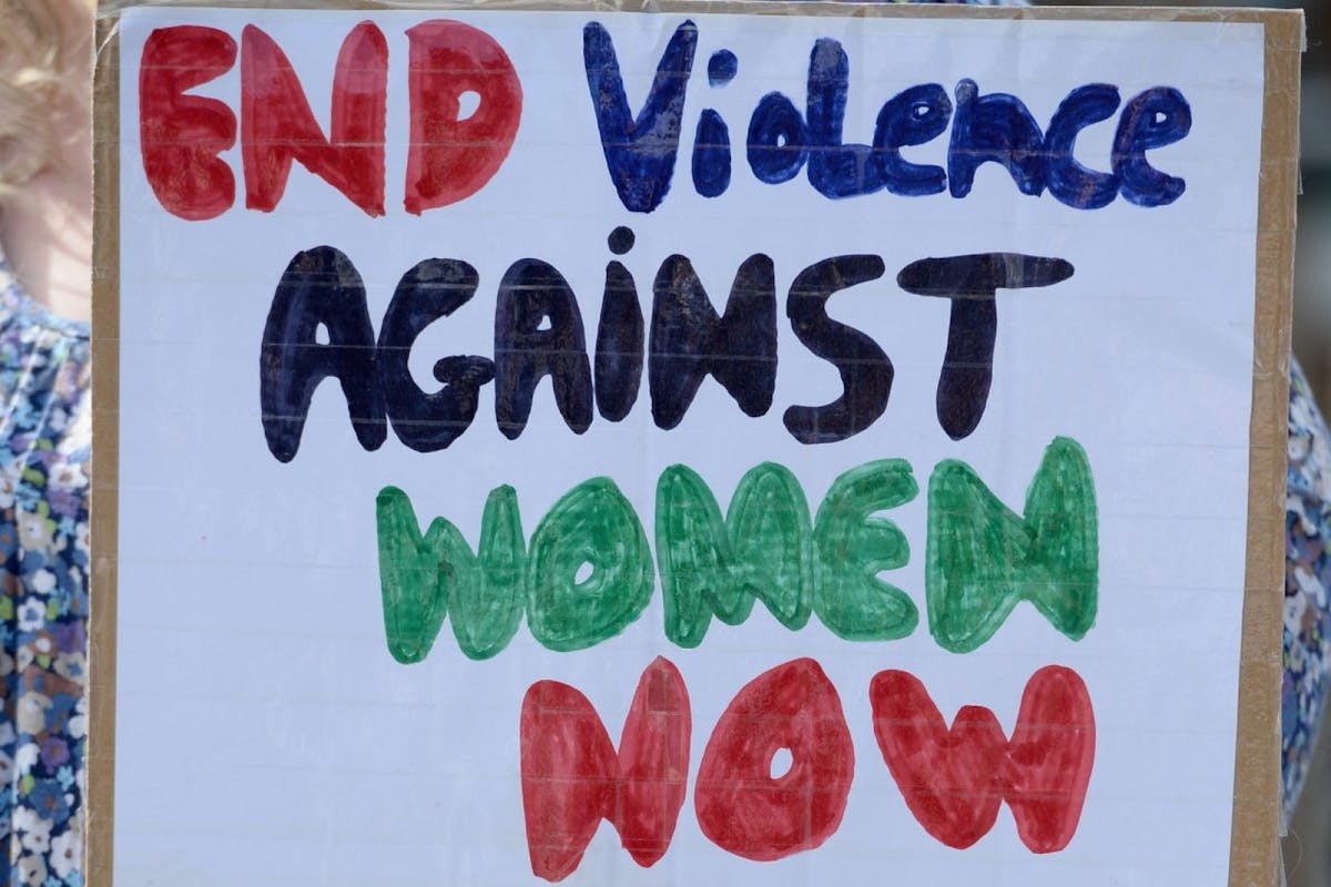 Woman campaigning against violence