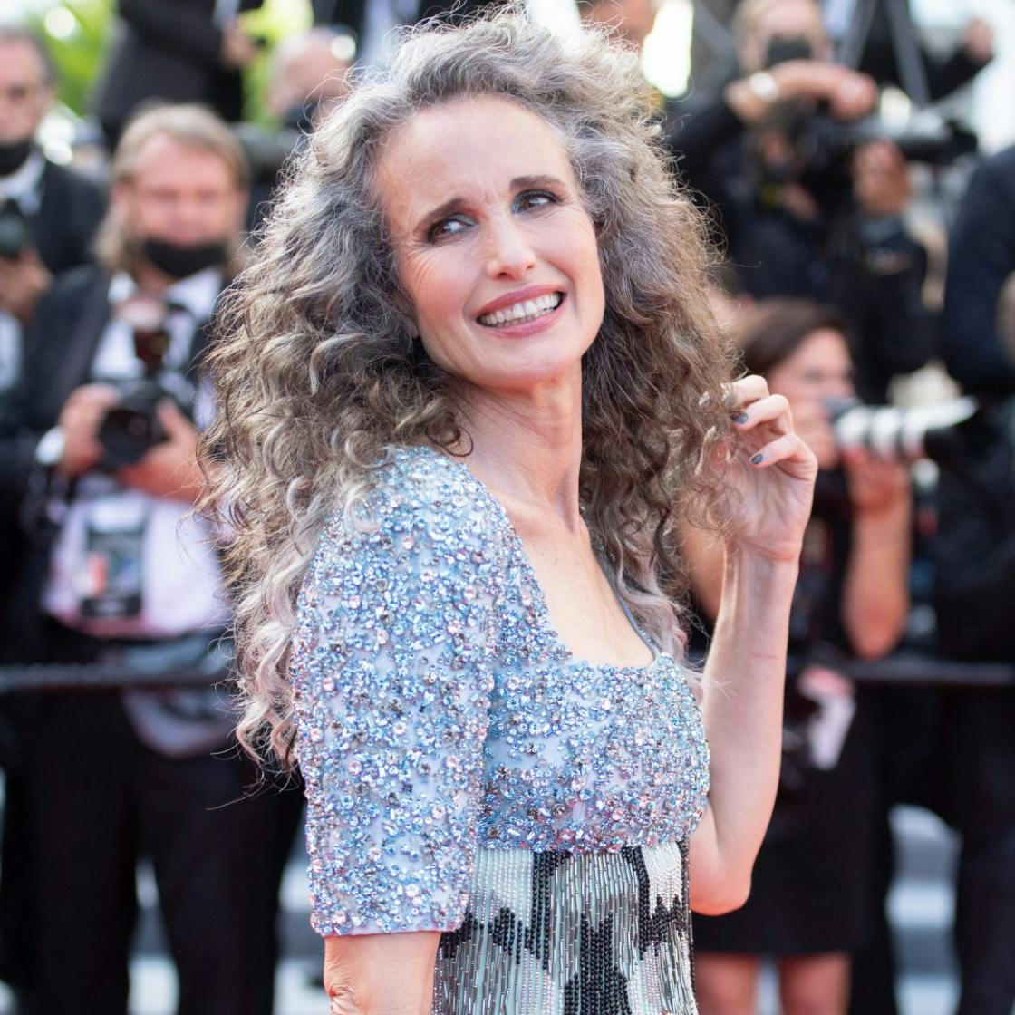 Grey hair trend: Andie MacDowell's grombre hair at Cannes 2021