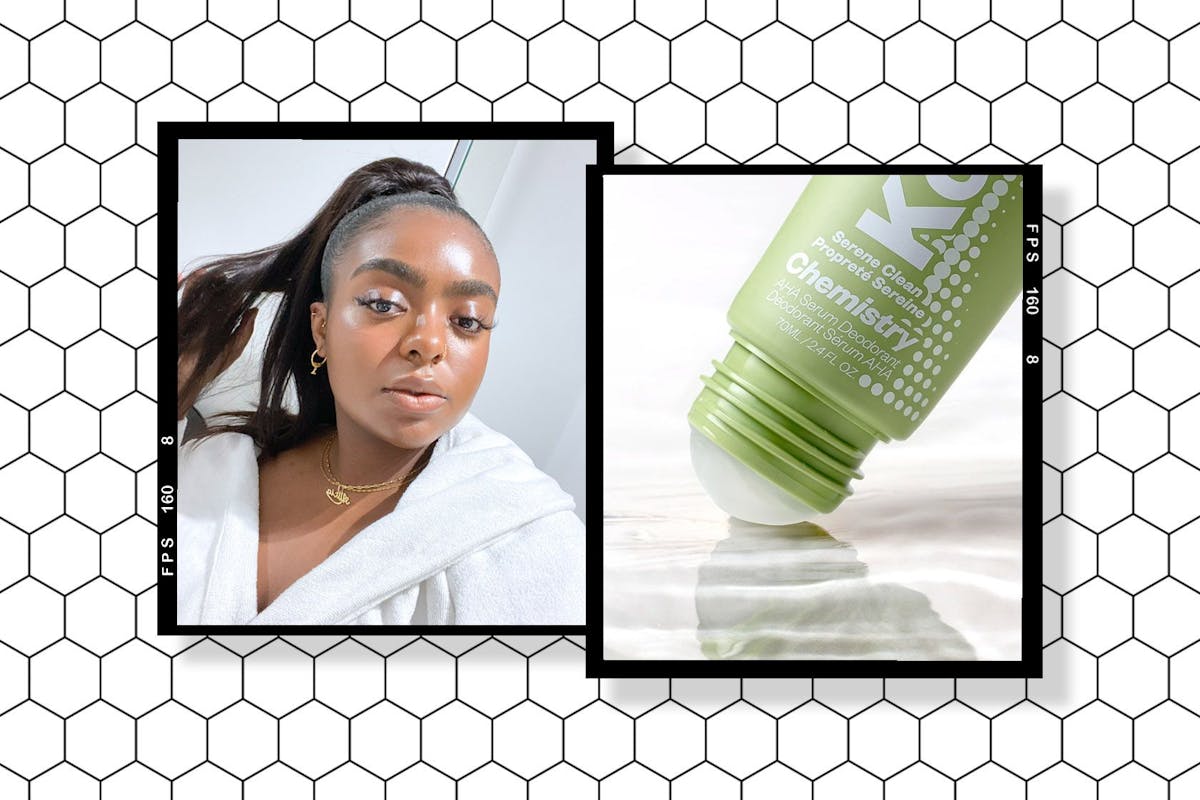 Collage of Alicia Lartey and Kosas Chemistry Serene Clean Deodorant