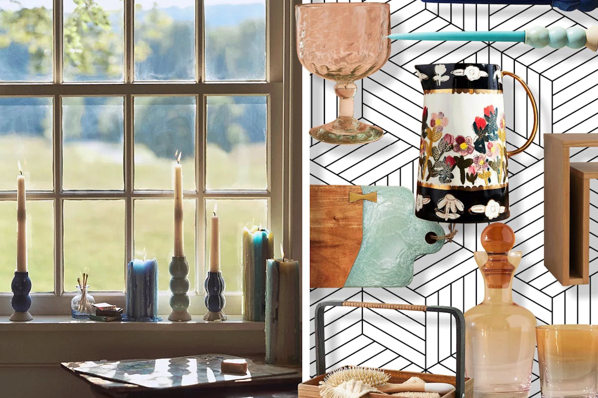 a collage of anthropologie home accessories