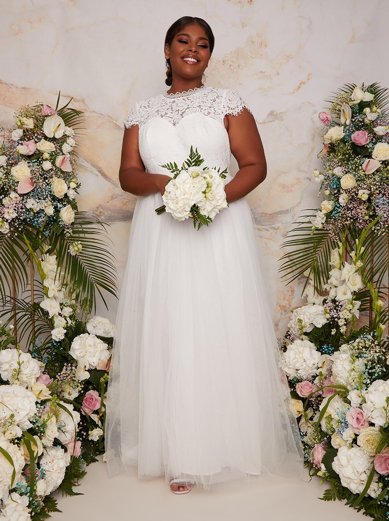 UK Plus Size White Ivory Long Sleeve A Line Off shoulder Wedding Dress Size 6-22 
