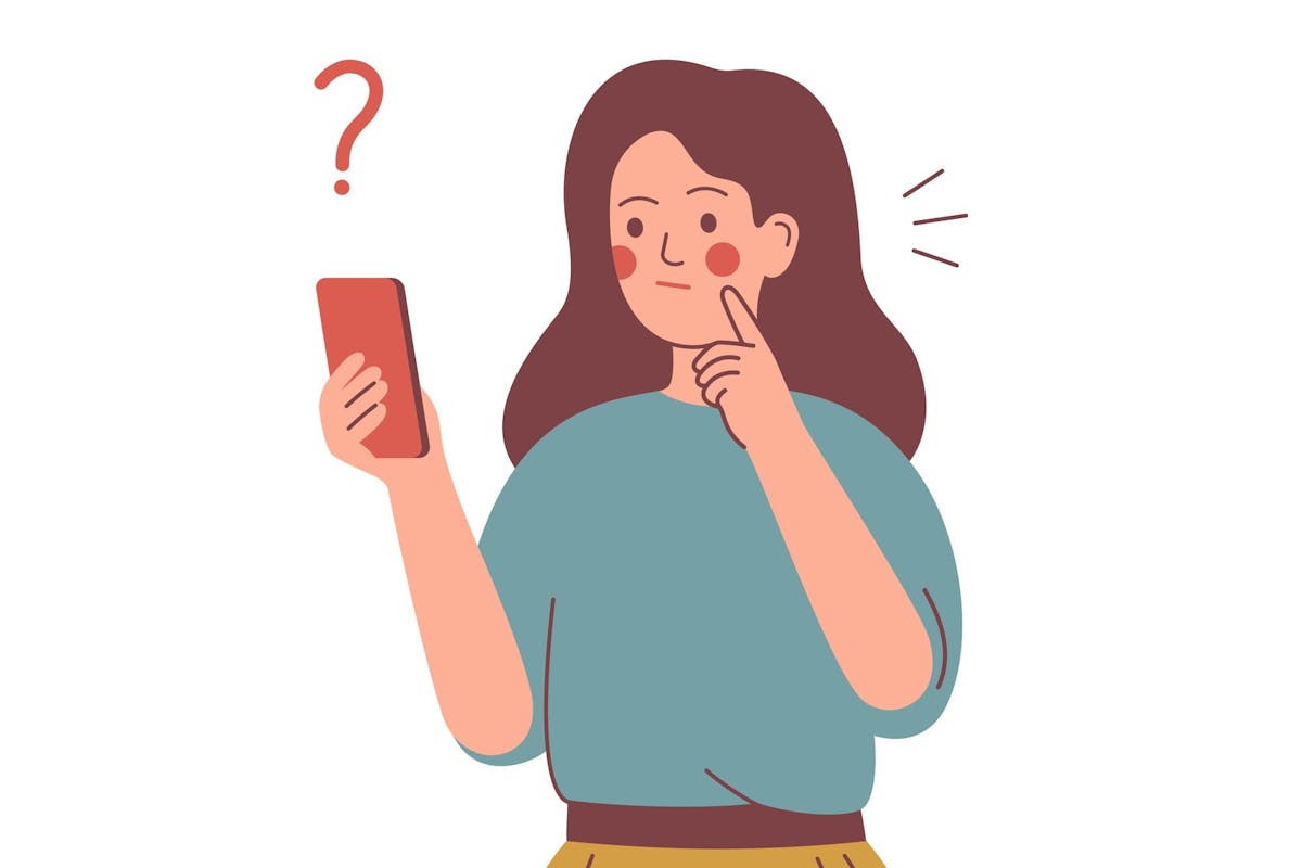an illustration of a woman looking at her phone