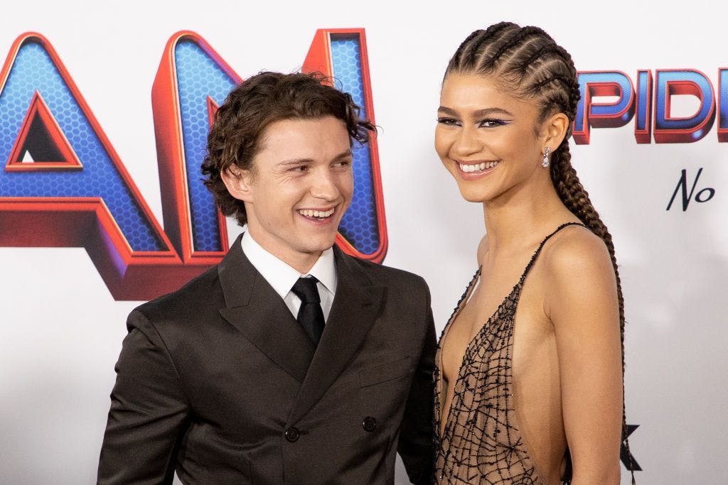 tom holland zendaya at a spiderman no way from home premiere