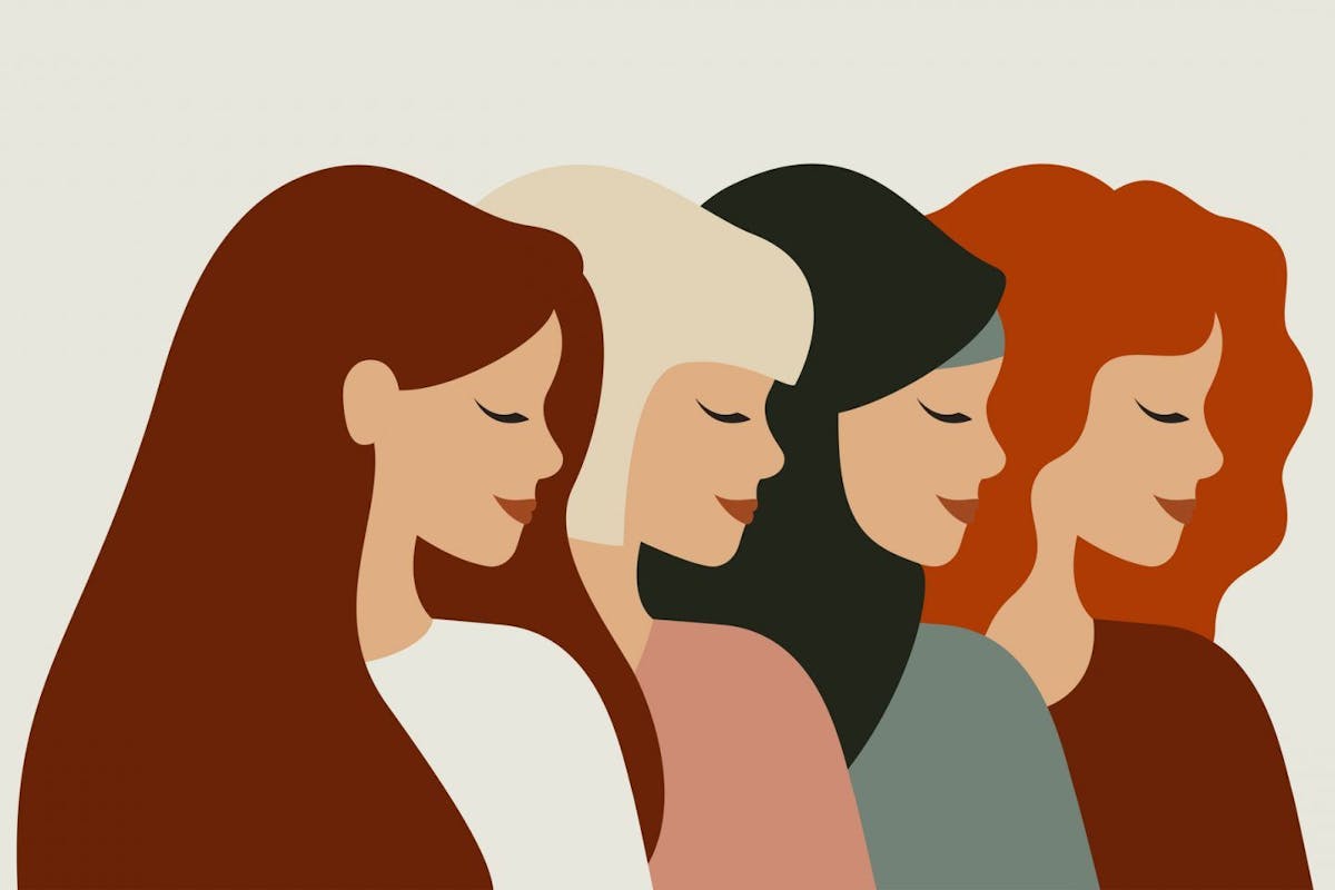 an illustration of Diverse female portraits of different nationalities and cultures