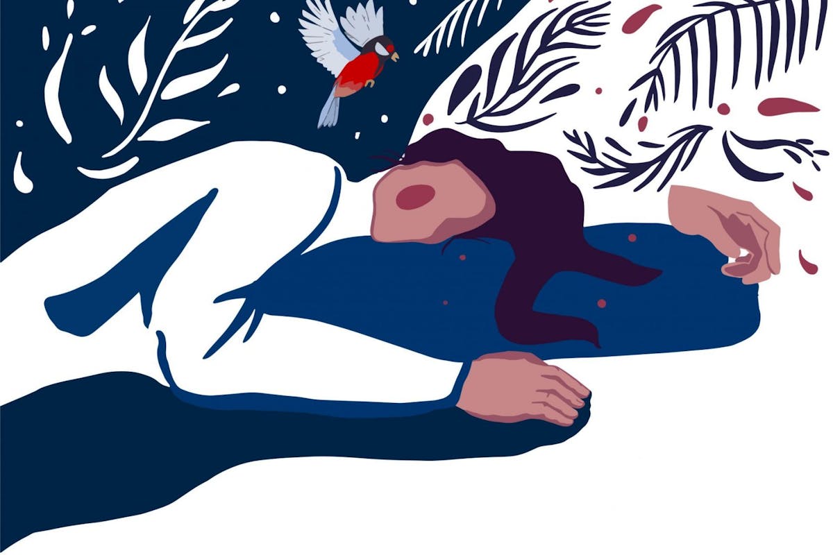 An illustration of a woman sleeping