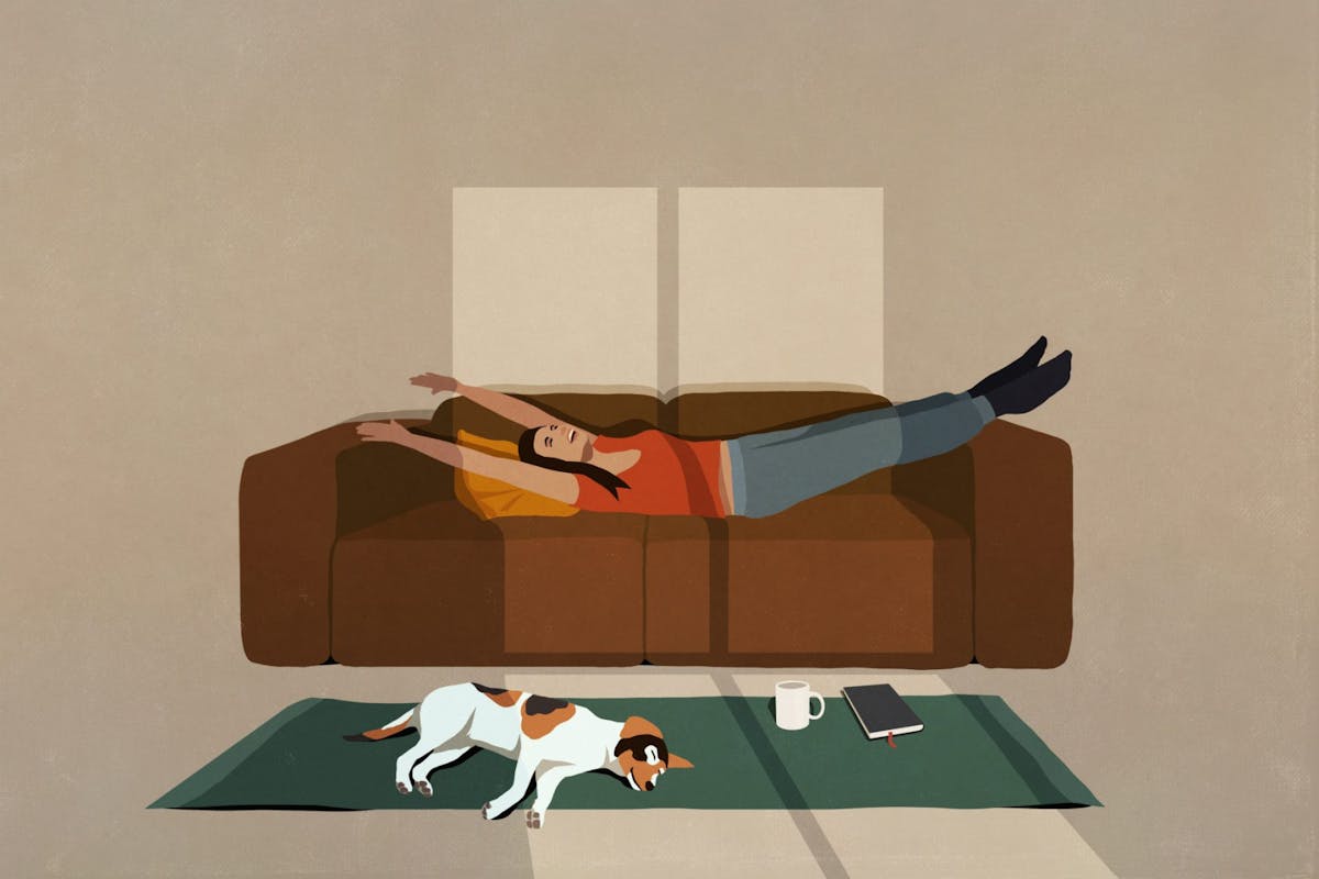 A woman lying on the sofa