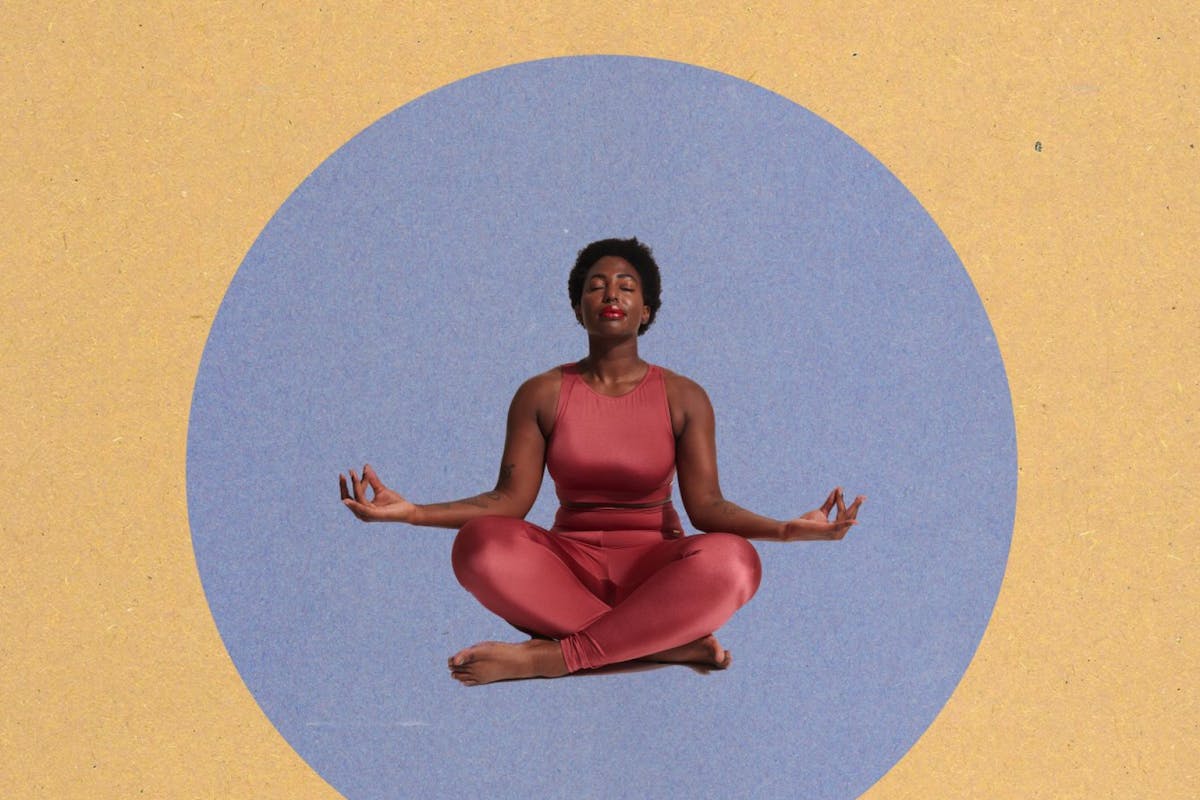 Woman meditating in yoga finding flow state