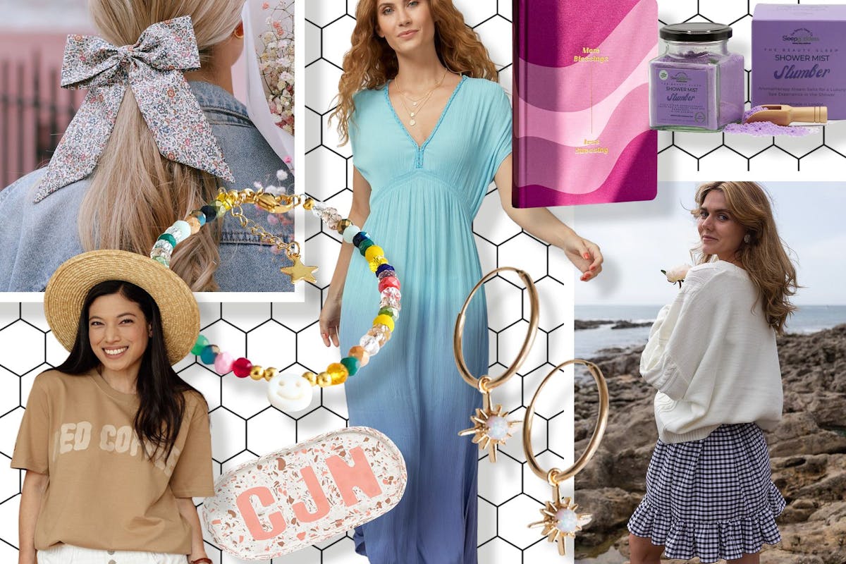 The Drop Week 93 shop from indepedent brands items include dresses, journals, gingham skirts and gold hoop earrings