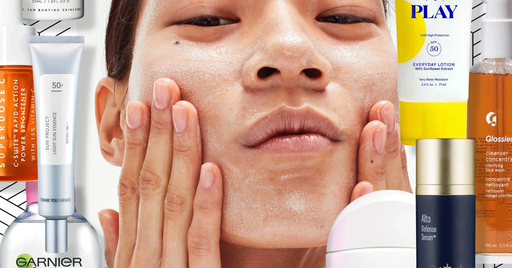 Easy skincare routine: cleanser, antioxidant serum, sunscreen