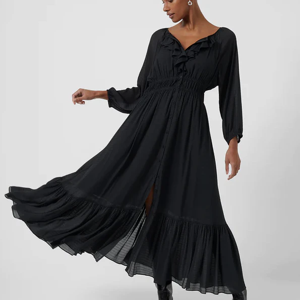 French Connection Anna Cora pleated button-down maxi dress
